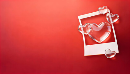 Romantic Red Paper Heart with Photo Frame Composition