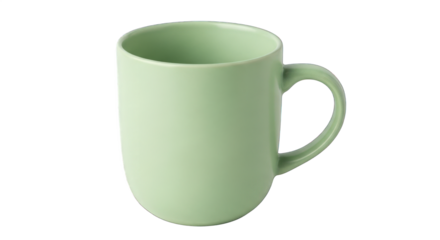 Light Green Ceramic Coffee Mug with Handle Isolated on Transparent background