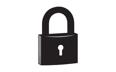 Naklejka premium A simple black and white silhouette icon depicting a closed padlock with a keyhole