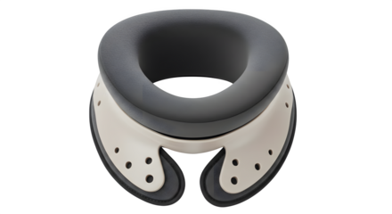 Grey and cream neck brace features smooth textures and clean lighting. Ideal for product photography, medical illustrations, or healthcare branding.