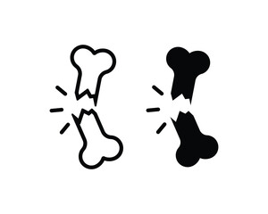 Broken bone icon. Bone solid, and line style concept