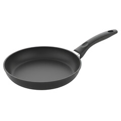 Empty Black Frying Pan with Handle Isolated on Transparent background