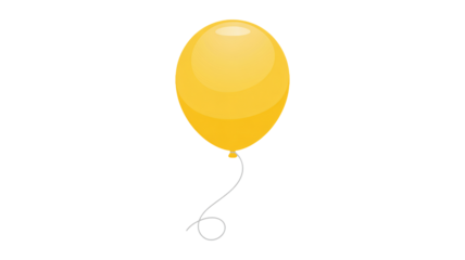 Vibrant yellow balloon floating against white background