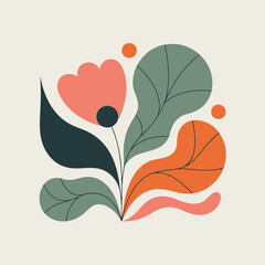 Abstract Floral Leaf Composition Modern Illustration