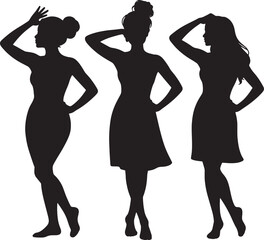 Group Of Fashionable Women Silhouette Poses