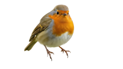 Isolated European robin, popular garden bird, on clean backdrop for easy use and creative projects