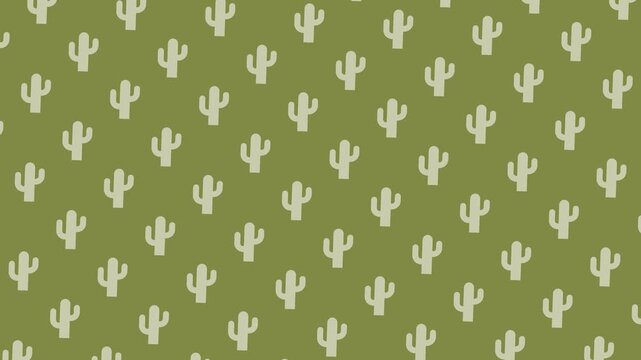 Seamless Cactus Pattern Animation : Desert Plant Background Loop 