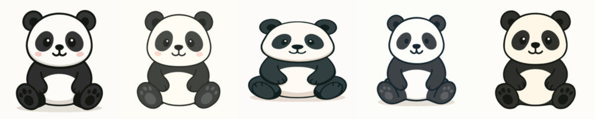 Fototapeta premium Cute Panda Flat Cartoon Illustration