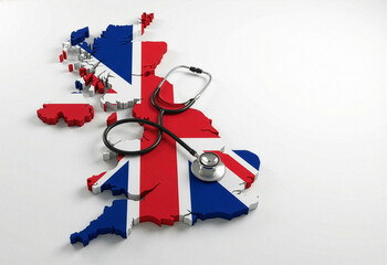 UK Healthcare System Stethoscope on British Map