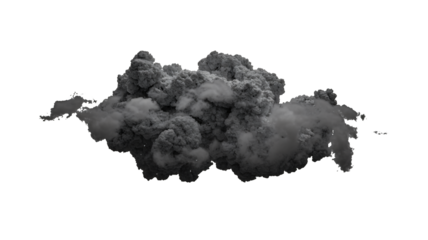 Dark smoke cloud on white background