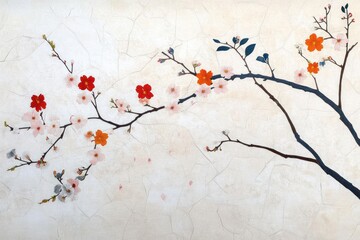 Kimono-inspired fabric with traditional cherry blossom branch design