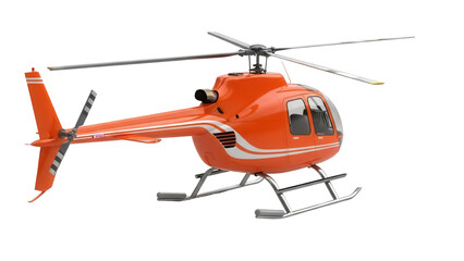 Orange helicopter PNG isolated on transparent background, light aircraft for transportation and travel, air vehicle for rescue and tourism © Freya