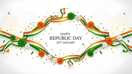 Elegant Republic Day India design featuring decorative tricolor elements and festive ornaments to celebrate 26 January.