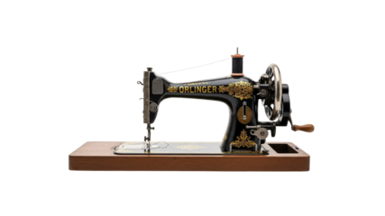 Antique Orlinger Sewing Machine on Transparent Background