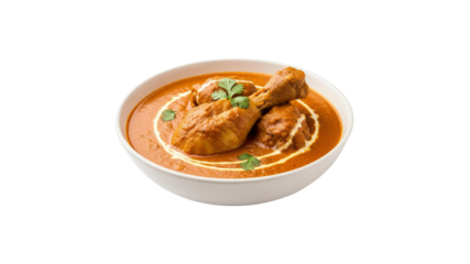 Bowl of butter chicken with coriander garnish