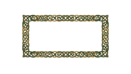 Celtic knot frame in green and gold
