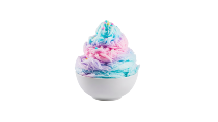 Cotton candy colorful dessert in bowl