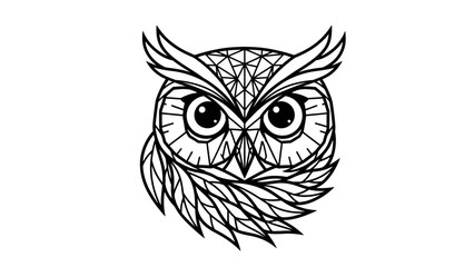Obraz premium Geometric Owl Illustration with Detailed Line Work and White Background for Print
