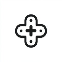 Obraz premium Monochrome health bandage icon with black lines, simple cross shape, minimal style, clean design, suitable for medical or healthcare concepts