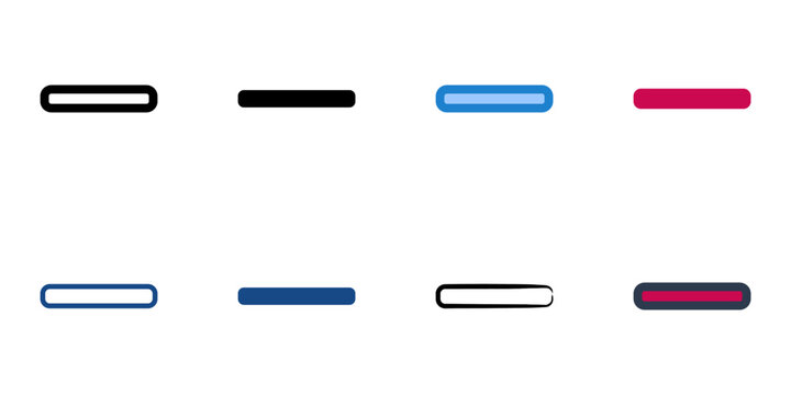 Minus icons set multiple style collection. Editable stroke 
