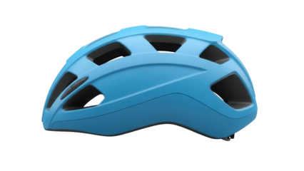 Light blue bicycle helmet isolated PNG, safety gear for cycling and outdoor sports on transparent background