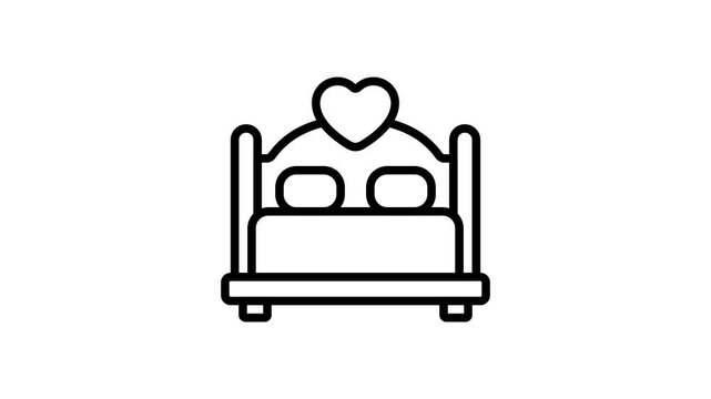 Honeymoon, wedding bed vector design