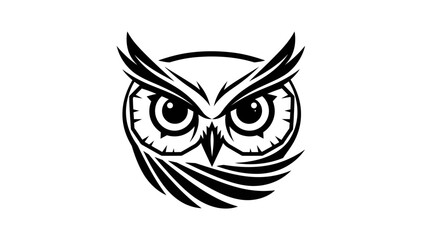 Obraz premium Striking Owl Logo Design with Sharp Lines and Modern Aesthetic Isolated against White Background