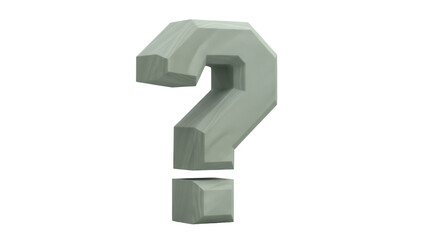 Green question mark isolated PNG on transparent background, 3D rendering of a blocky symbol for uncertainty and inquiry