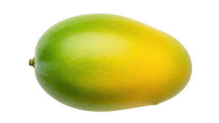 Ripe mango fruit PNG isolated on transparent background, tropical fruit with green and yellow skin for healthy eating and exotic food concepts