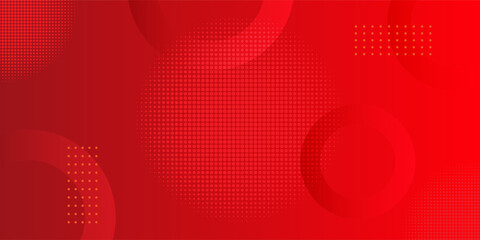 Abstract Red Background with Geometric Circles and Halftone Patterns