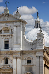 Decorative facade of late gothic Basilica of the Holy House (Basilica della Santa Casa), Loreto, Italy