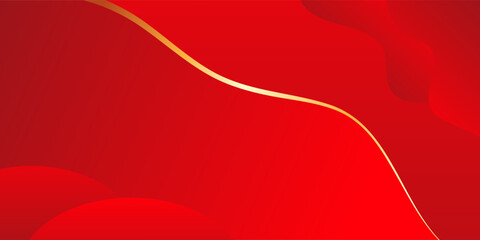 Red background featuring soft fluid waves and smooth gradients. A delicate golden curved line flows through the composition, creating a premium and luxurious aesthetic