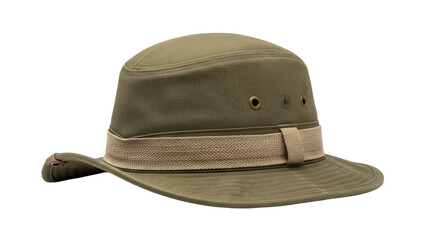 Olive green safari hat PNG isolated on transparent background, outdoor adventure headwear for travel and sun protection, explorer fashion © Hughes