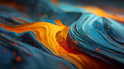 Abstract fluid and pulsating particles flowing like liquid, dynamic movement and energy, evoking water currents, waves, or flowing forces in a visually mesmerizing pattern.
