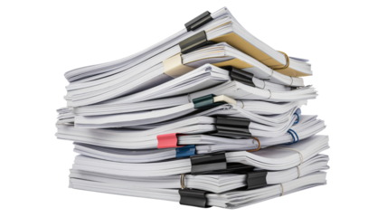 Stack of organized notebooks with colorful tabs on black