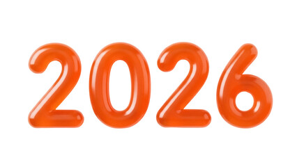 Isolated colorful shiny 2026 date, year representing a future, year, glossy and cool
