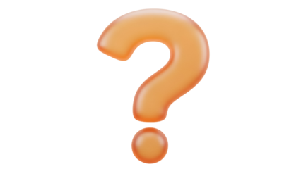 Orange question mark isolated PNG on transparent background, 3D rendering of a punctuation mark for design and educational use