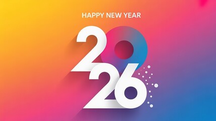 Vibrant Gradient Background for 2026 New Year Celebrations with Bold Typography and Festive Design Elements
