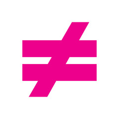 Fototapeta premium Unequal Sign Symbol for Mathematics and Comparison