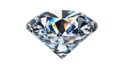 Sparkling diamond gemstone with rainbow reflections on black