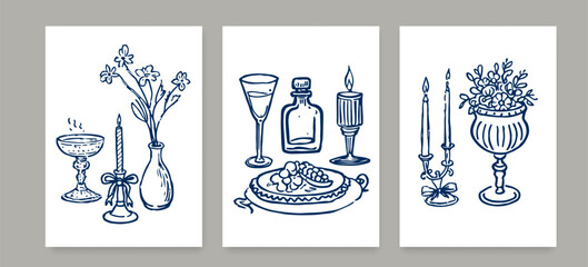 La Dolce Vita Poster Design in Sketch Charcoal Hand Draw Style. Italian Vacation Vector Wall Art Illustrations Sketch Ink Doodle Vintage Style. Food and Drink Chalk Drawing for Wall D&eacute;cor, Poster