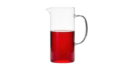 Glass pitcher with red liquid isolated PNG, refreshing drink in clear jug on transparent background for beverage concepts