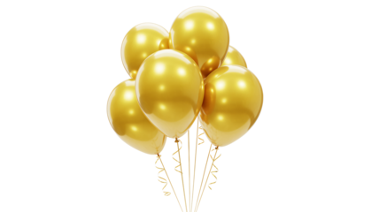 Golden balloons floating in air for celebration and joy
