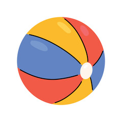 Bright beach ball flat vector illustration . Summer inflatable toy isolated, perfect for kids designs, beach holidays, pool parties and playful seasonal graphics.