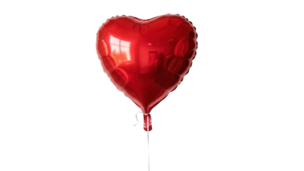 Shiny red heart-shaped balloon isolated PNG, romantic love symbol for Valentine s Day and birthday celebrations on transparent background