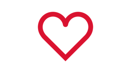 Red Heart Icon in Simple Minimalist Style with Bold Color on White Background for Valentines Day