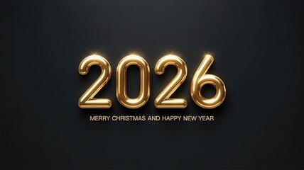 Elegant Gold 2026 New Year Greeting Card Design on Dark Background Perfect for Holiday Season Celebrations and Festive Invitations