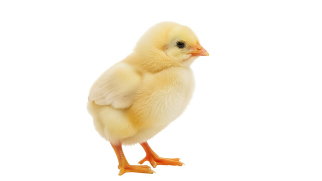 Adorable yellow chick PNG isolated on transparent background, cute baby chicken for Easter and spring designs, domestic fowl