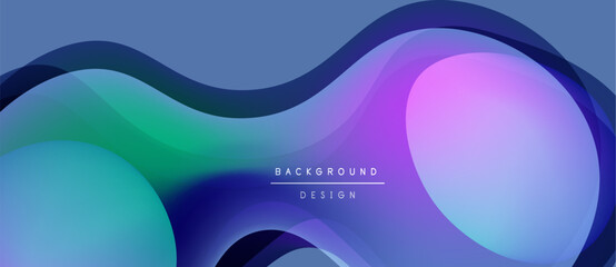 Abstract fluid shapes, vibrant colors blend. Modern design, smooth gradients create dynamic composition. Background suggests innovation, creativity.