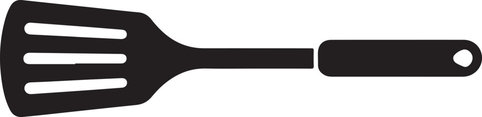 Slotted spatula kitchen utensil for cooking and serving food silhouette © Ranaart